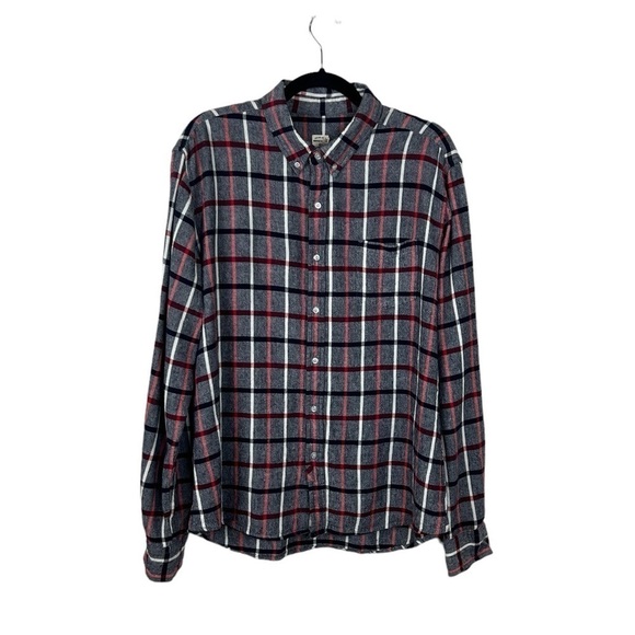 Bridge & Burn Plaid Button Front Shirt Linen Blenf - Picture 1 of 5